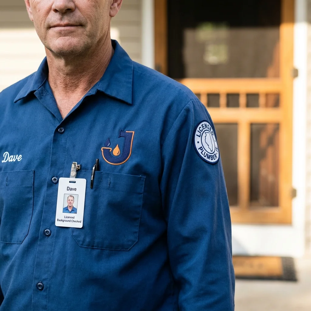 Licensed plumber showing ID badge in Belzoni, MS