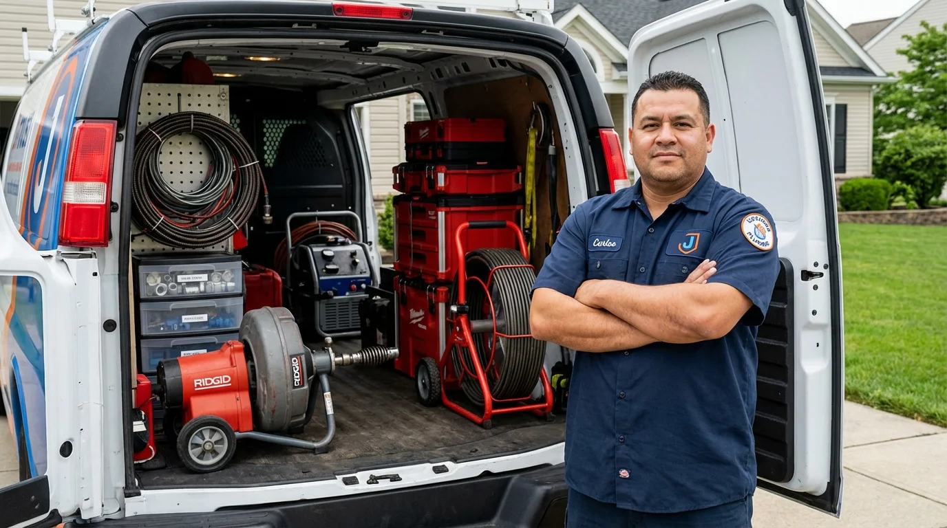 Professional drain cleaning equipment and Johns Plumbing LLC plumber in Belzoni