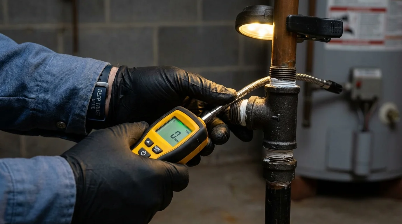 Gas leak detection with electronic sniffer by Johns Plumbing LLC in Belzoni